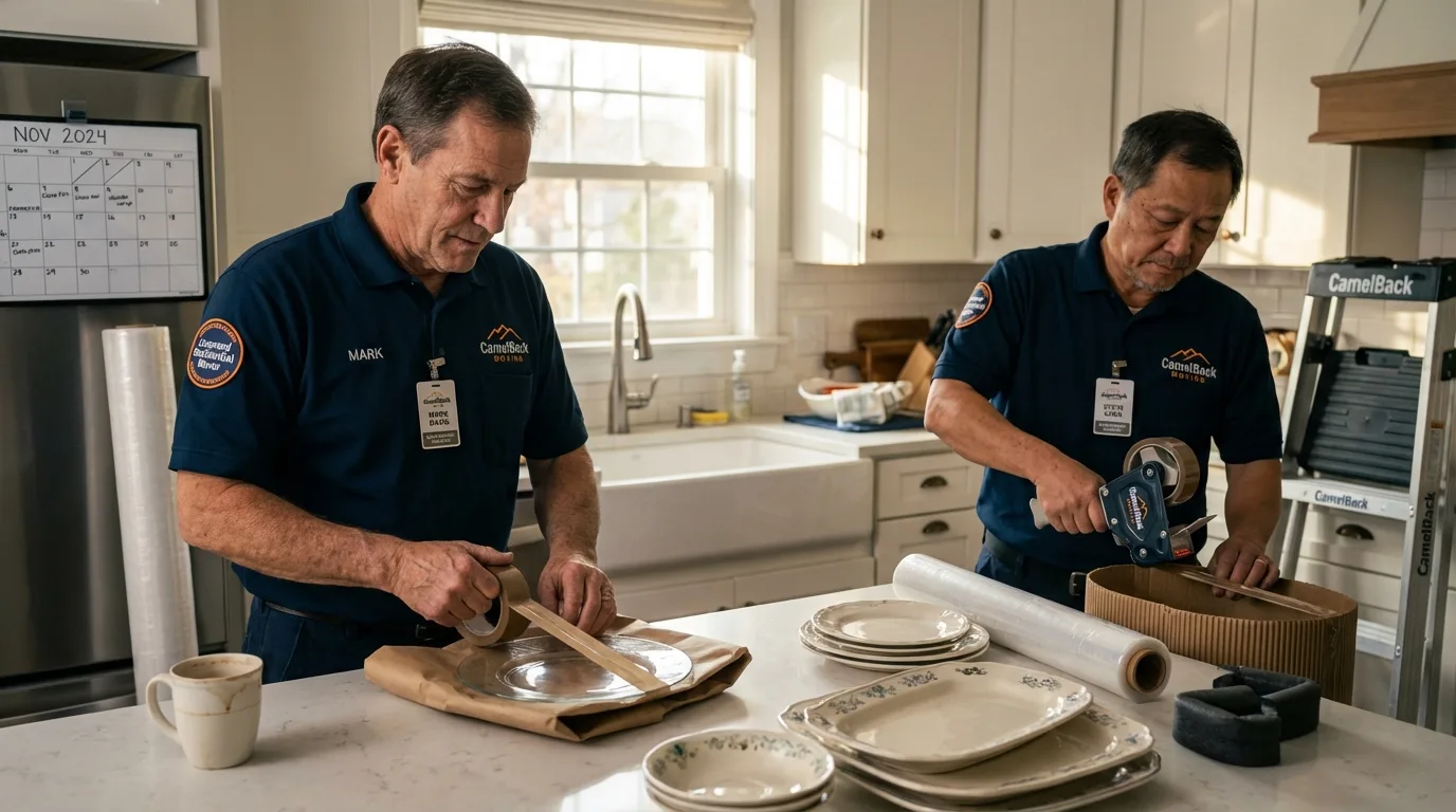 Professional crew packing kitchen dishware in Princeton, MN